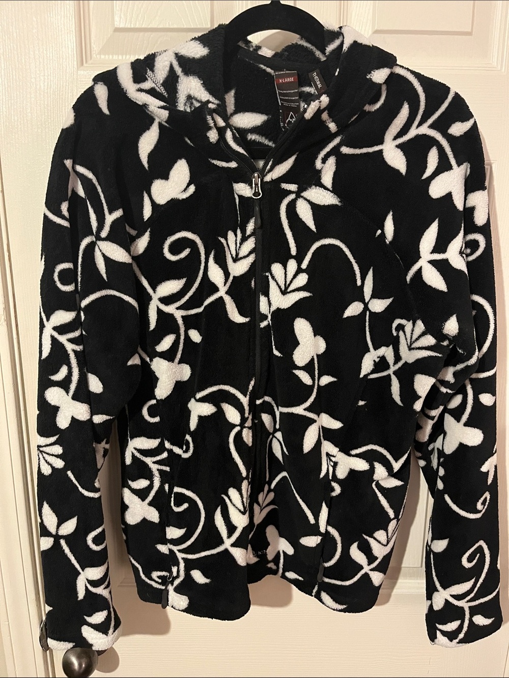 Avalanche Black & White Floral Teddy Zip Jacket